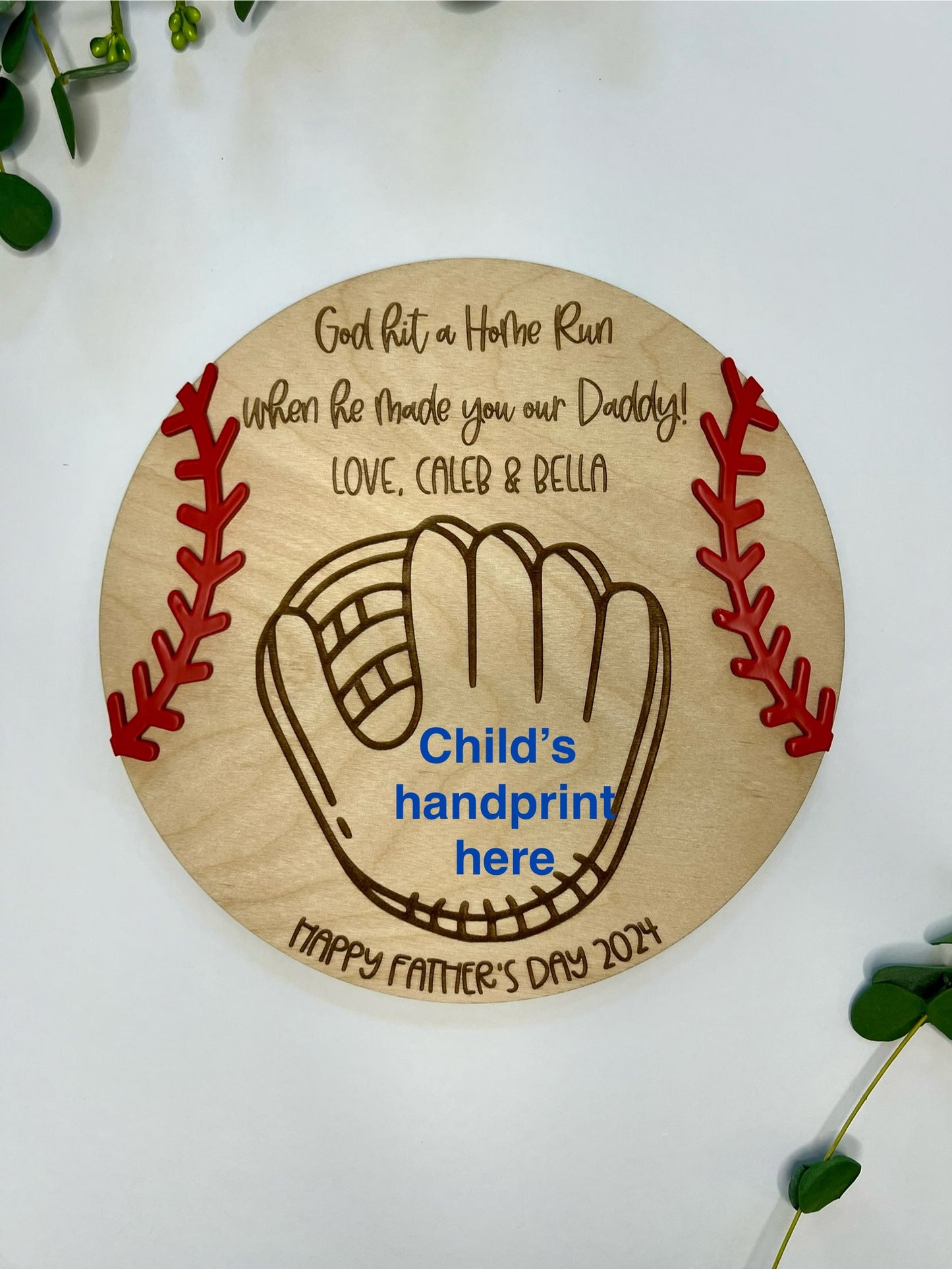 Personalized Father's Day Baseball/Handprint Sign