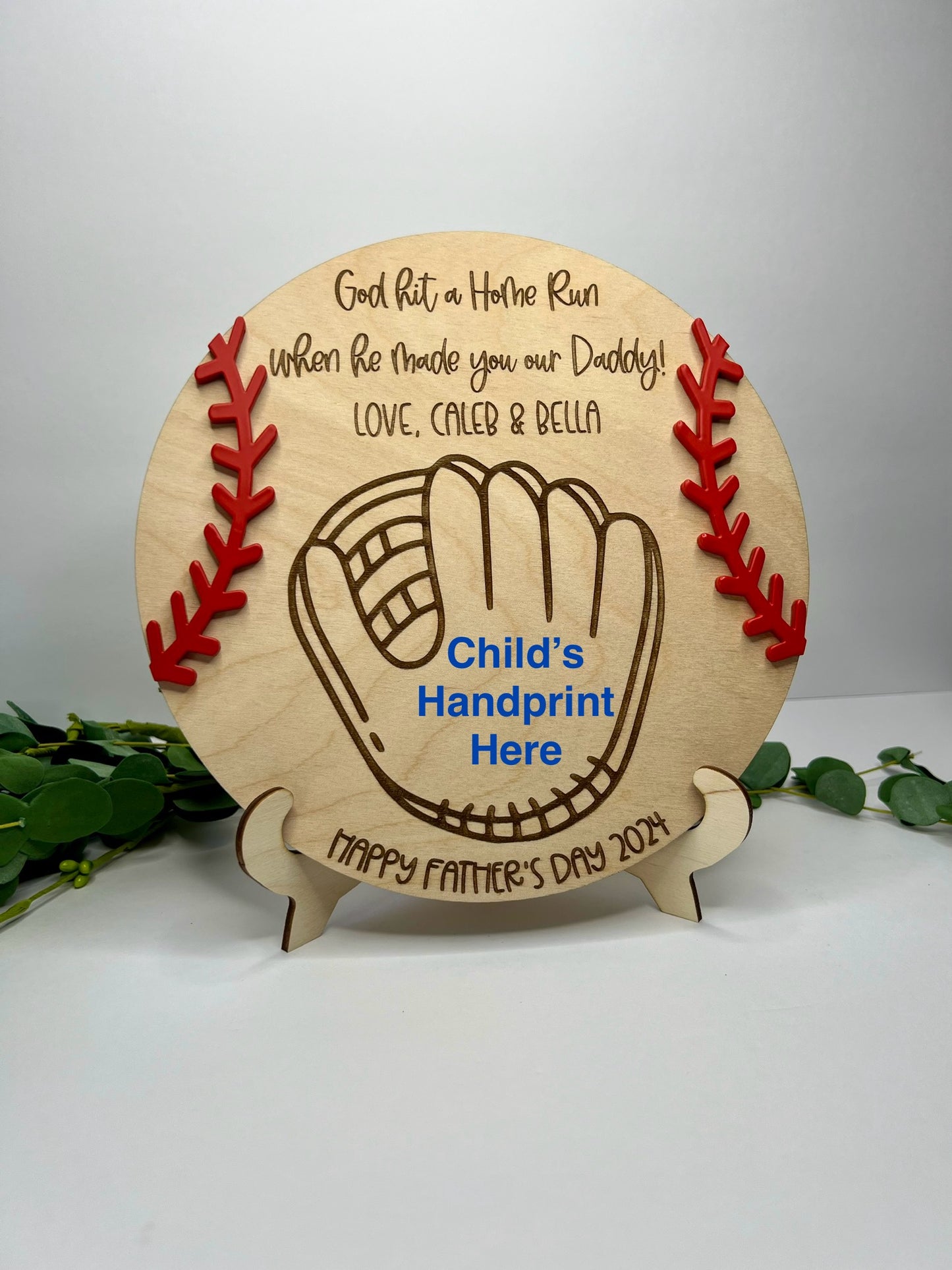 Personalized Father's Day Baseball/Handprint Sign