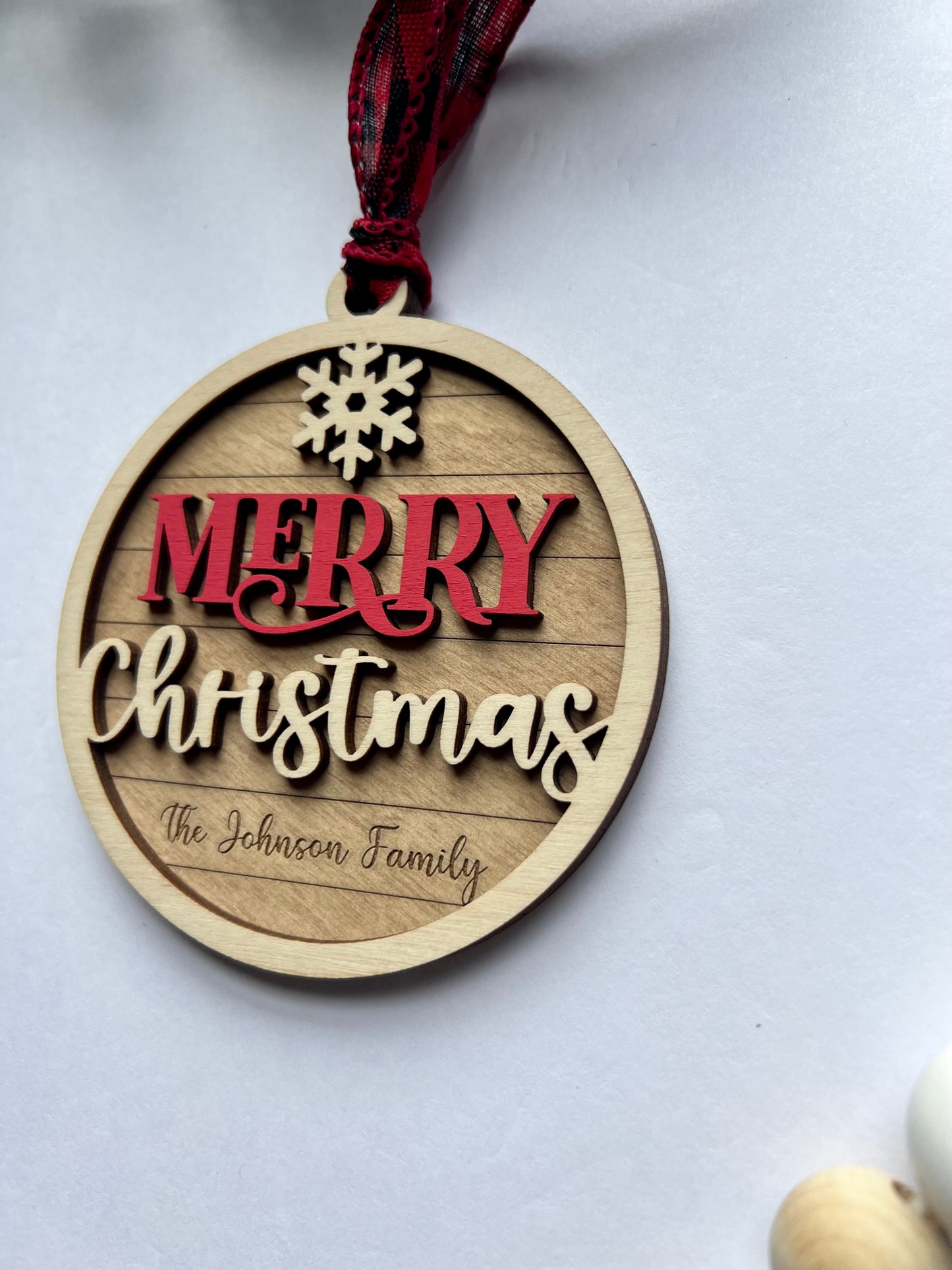 Personalized 3D Ornament - "Merry Christmas" Round