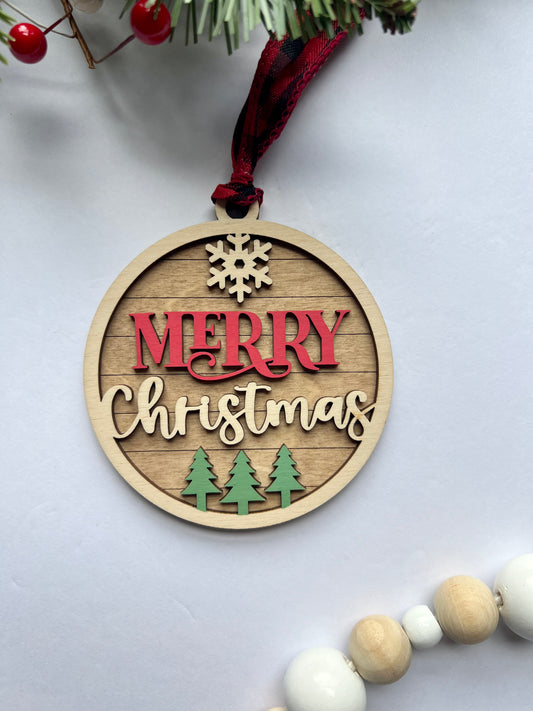 Ornament - 3D "Merry Christmas" Round