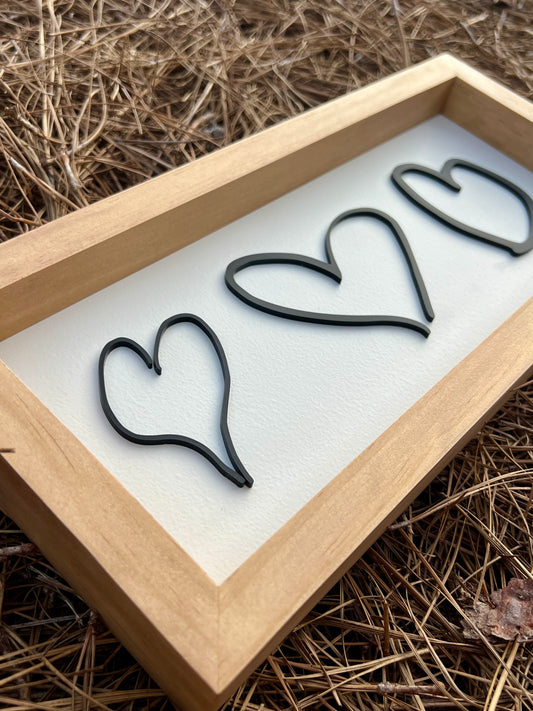 Custom Handwritten Hearts 3D Wood Sign